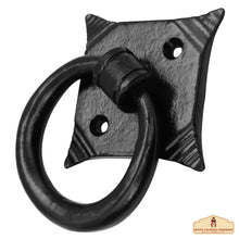 Load image into Gallery viewer, Small Ring Door Knocker - TRUE SOLID FORGED IRON - Blackened Hammered finish - Set of 2 Pcs