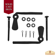 Load image into Gallery viewer, Hand Forged Iron Offset Beacon Hill Shutter TIEBACKS - Set of 2 - Oil Blackened Pair