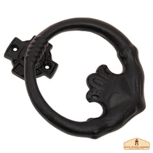 Load image into Gallery viewer, Claddagh Door Knocker Solid Forged Iron Victorian, Colonial, Retro, Steampunk, Gothic, Baroque Medieval