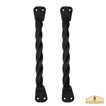 Load image into Gallery viewer, Rustic Twisted Door Handles Set of 2 Hand Forged Iron Door Pulls : Ideal for Gate, Shed Door, Window, Fence, Garage, 23cm
