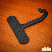 Load image into Gallery viewer, Rustic Hand Forged Iron Wall Hooks Set of 2: Ideal for Victorian, Colonial, Retro, Steampunk, Gothic, and Baroque Settings (11x9.9cm)