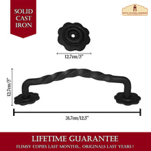 Load image into Gallery viewer, Black Forged Iron Pull Handles 12 inch - Cabinet Door Handles, Gate Handle Pull, Barn Door Hardware, Grab Handles