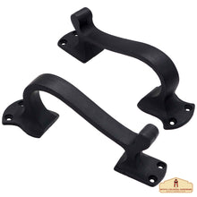 Load image into Gallery viewer, Rustic Twisted Door Handles Set of 2 Cast Iron Door Pulls : Ideal for Gate, Shed Door, Window, Fence, Garag e, (16.5x3.8) cm