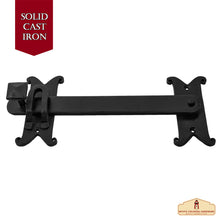 Load image into Gallery viewer, Length: 10 3/4" Iron Gate Latch Black Flip Latches, Heavy Duty Forged Iron Drop Latch, for Old Farm Barn Shed Cabinet Shutter Antique Privacy Door Hardware Replacement