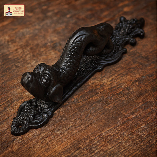 Black Powder Coated Embellished Front Door Artisan Made Antique Knocker