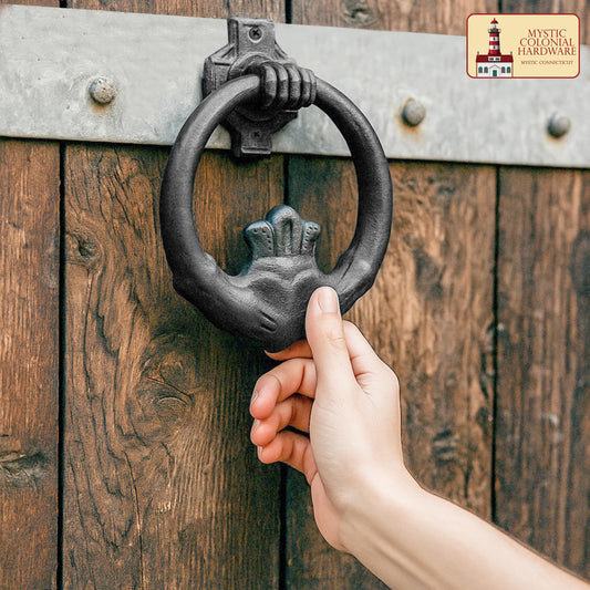 Claddagh Door Knocker Solid Forged Iron Victorian, Colonial, Retro, Steampunk, Gothic, Baroque Medieval