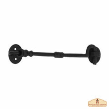 Load image into Gallery viewer, Black Wrought Iron Cabin Hook Eye 7.5" Long Large Decorative Privacy Hook Latches for Cabinet Window Kitchen Sliding Or Barn Doors : Pack of 2