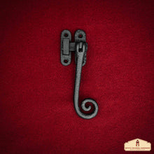Load image into Gallery viewer, Rustic Cast Iron Curly Reversible Casement Window Door Latch: Ideal for Victorian, Colonial, Retro, Steampunk, Gothic, Baroque, and Medieval Settings, (12.2x6) cm