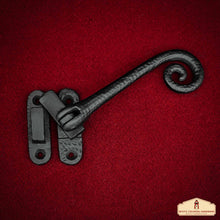 Load image into Gallery viewer, Rustic Cast Iron Curly Reversible Casement Window Door Latch: Ideal for Victorian, Colonial, Retro, Steampunk, Gothic, Baroque, and Medieval Settings, (12.2x6) cm