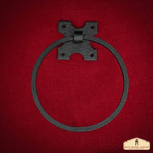 Load image into Gallery viewer, Rustic Hand Forged Wall Mounting Towel Ring: Ideal for Victorian, Colonial, Retro, Steampunk, Gothic, Baroque, and Medieval Bathroom / Kitchen Settings, 15.9 cm