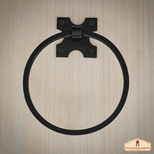Load image into Gallery viewer, Rustic Hand Forged Wall Mounting Towel Ring: Ideal for Victorian, Colonial, Retro, Steampunk, Gothic, Baroque, and Medieval Bathroom / Kitchen Settings, 15.9 cm