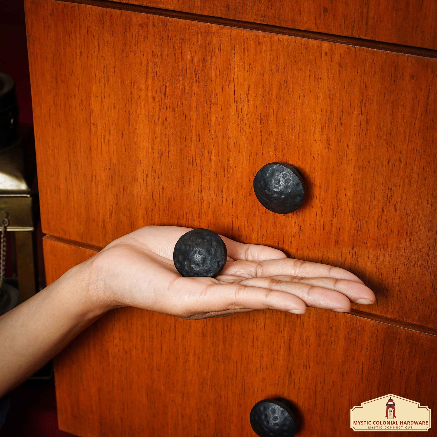 Hand Forged Iron Square Knob - 1 1/4 Inch Diameter (4-Set)