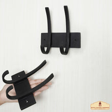 Load image into Gallery viewer, Rustic Forged Iron Wall Hooks, Heavy Duty Retro Utility Hooks for Hanging Coat, Bag, Towel, Robe, Hat and More : Black