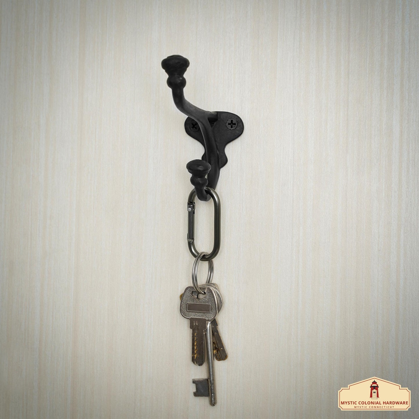 Rustic Forged Iron Wall Hooks, Heavy Duty Retro Utility Hooks for Hanging Coat, Bag, Towel, Robe, Hat and More, Pack of 2, Black