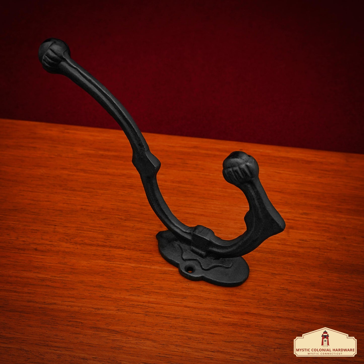 Rustic Cast Iron Wall Hooks Set of 2 : Ideal for Victorian, Colonial, Retro, Steam punk, Gothic, and Baroque Settings (16.5x4) cm