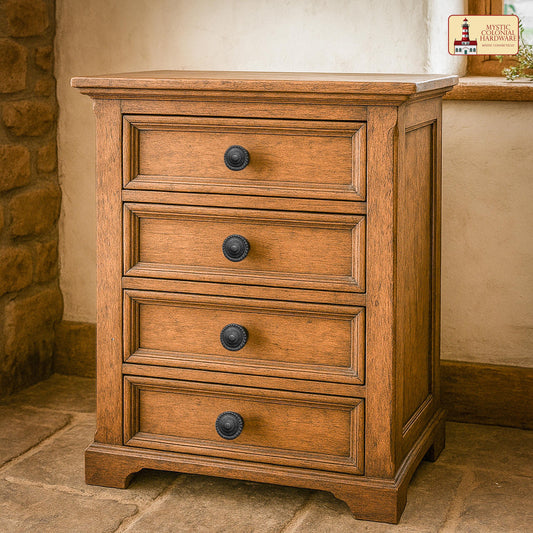 Hand Forged Iron Cabinet Knob Pull Antique Rustic Knobs for Kitchen Cabinet Drawer Pull Handles with Hardware: Pack of 4