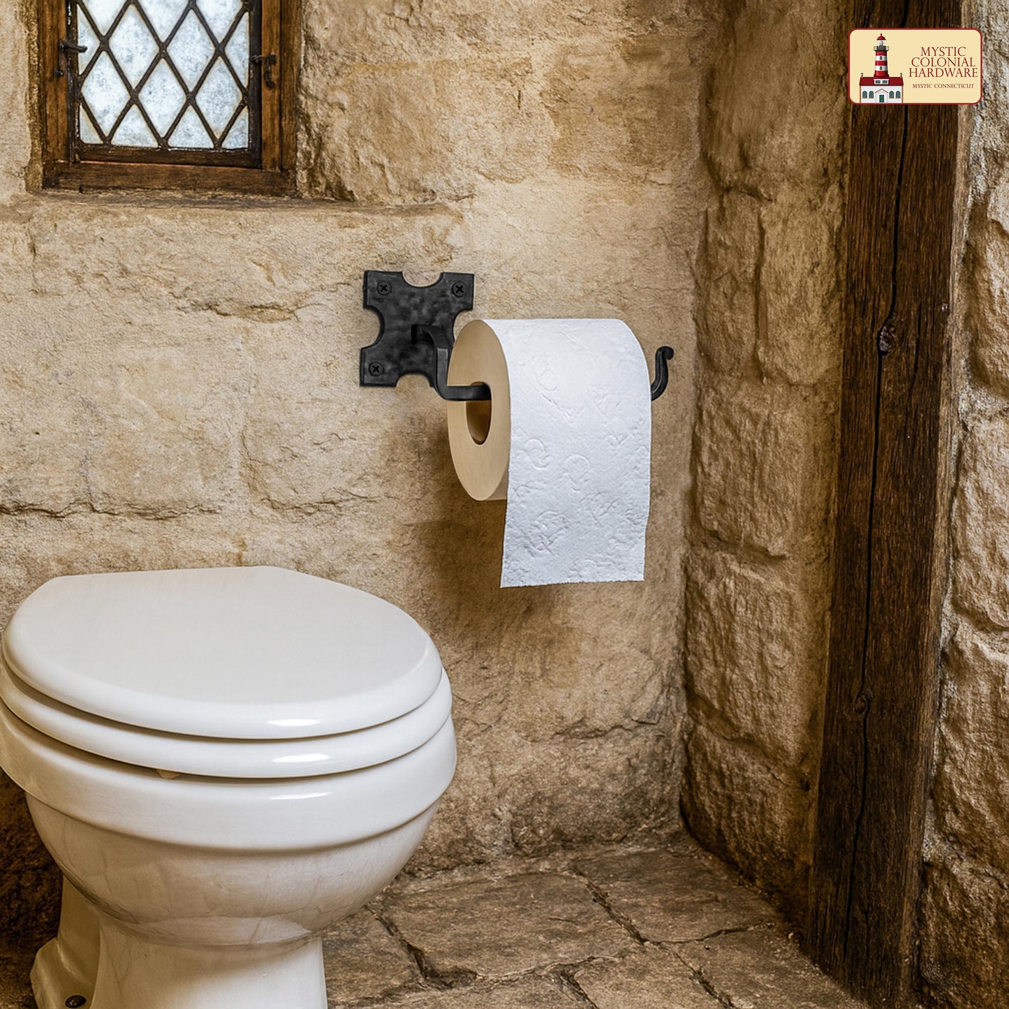 Rustic Hand Forged Iron Wall Mounting Toilet Paper Hanger: Ideal for Victorian, Colonial, Retro, Steampunk, Gothic, Baroque, and Medieval Bathroom Settings, (20.3x4.7) cm