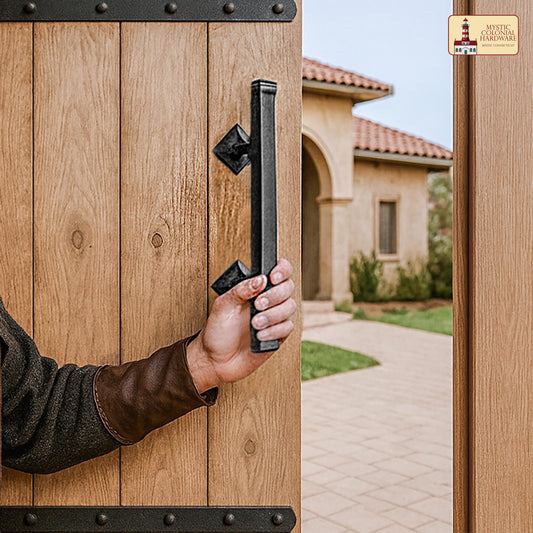 Medieval Style Castle Door Handle: Solid Hand Forged Iron
