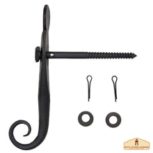 Load image into Gallery viewer, Black Shutter Dog Rat Tail Hand Forged Iron Oil Blackened Finish in Pair