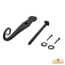 Load image into Gallery viewer, Black Shutter Dog Rat Tail Hand Forged Iron Oil Blackened Finish in Pair