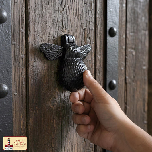 Rustic Cast Iron Bumblebee Door Knocker: Ideal for Victorian, Colonial, Retro, Steampunk, Gothic, Baroque, and Medieval Settings, (10.3×12.2) cm