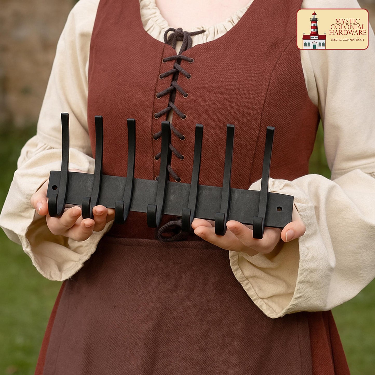 Rustic Hand Forged Iron Wall Hooks Set of 6: Ideal for Victorian, Colonial, Retro, Steampunk, Gothic, and Baroque Settings (32.5x14.4) cm