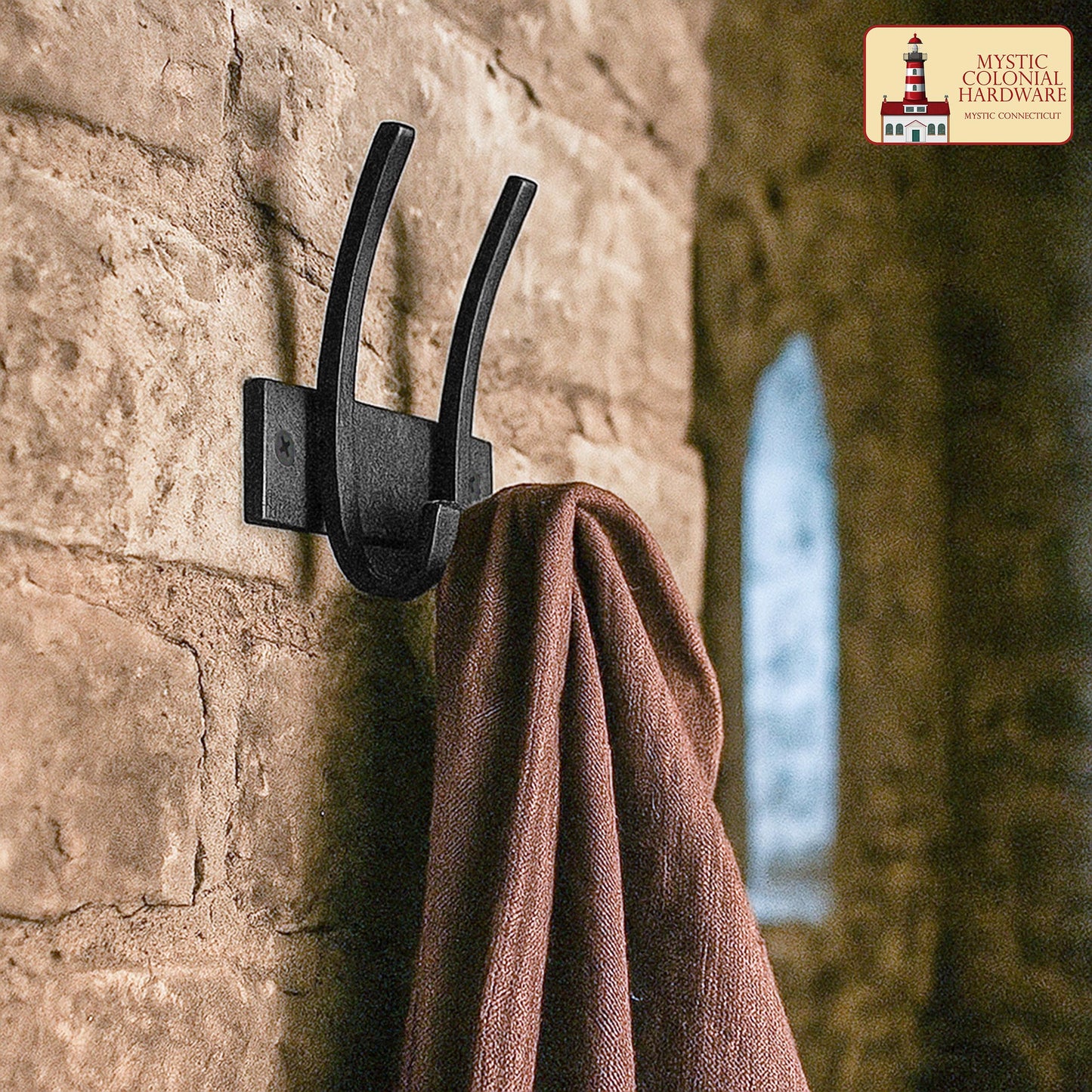 Rustic Forged Iron Wall Hooks, Heavy Duty Retro Utility Hooks for Hanging Coat, Bag, Towel, Robe, Hat and More : Black