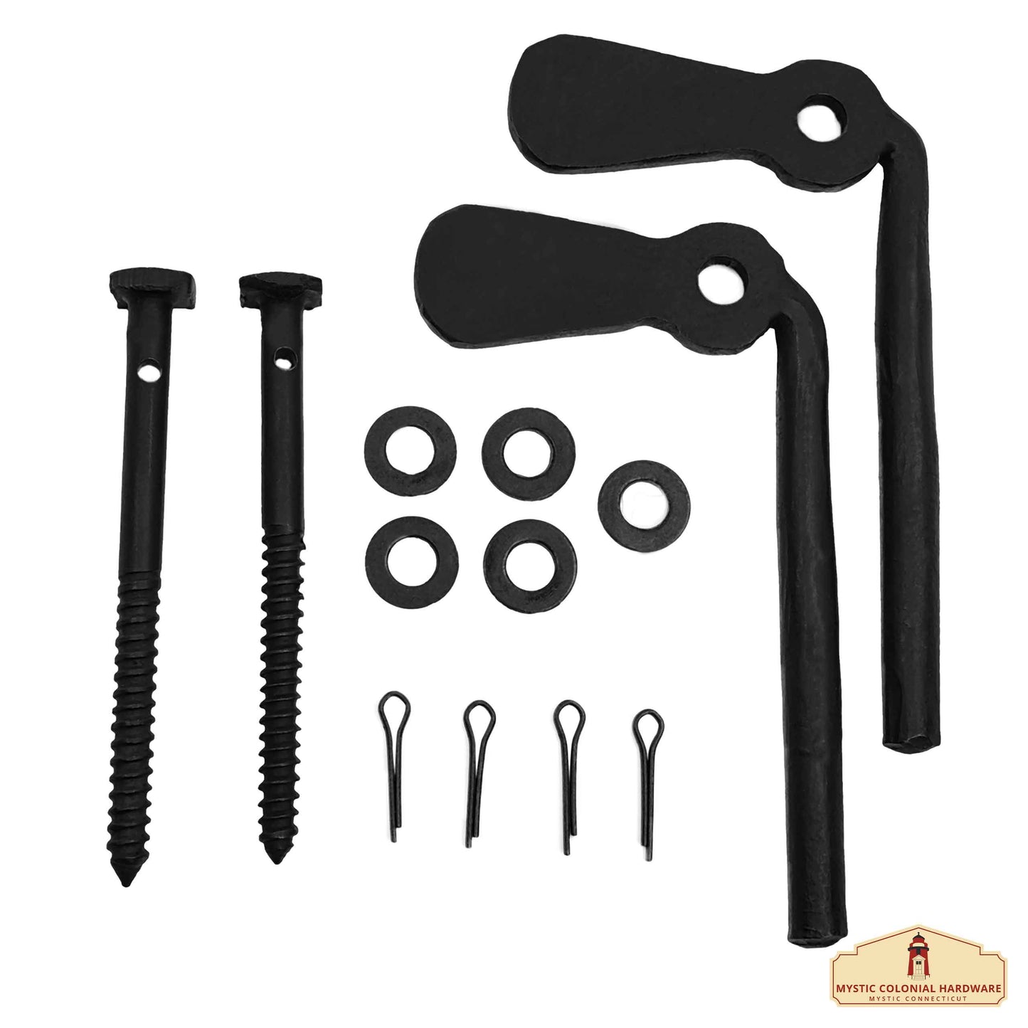 Hand Forged Iron Offset Beacon Hill Shutter TIEBACKS - Set of 2 - Oil Blackened Pair