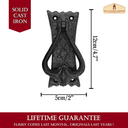 Bedroom Door Knocker Antique Black Ironmongery - True Solid Forged Iron - 4.7 inches