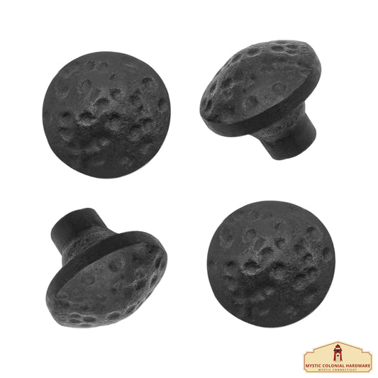 Hand Forged Iron Square Knob - 1 1/4 Inch Diameter (4-Set)