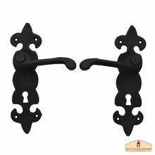 Load image into Gallery viewer, Rustic Cast Iron Door Latch Set of 2: Ideal for Victorian, Colonial, Retro, Steampunk, Gothic, Baroque, and Medieval Settings, (19.5x11.8) cm
