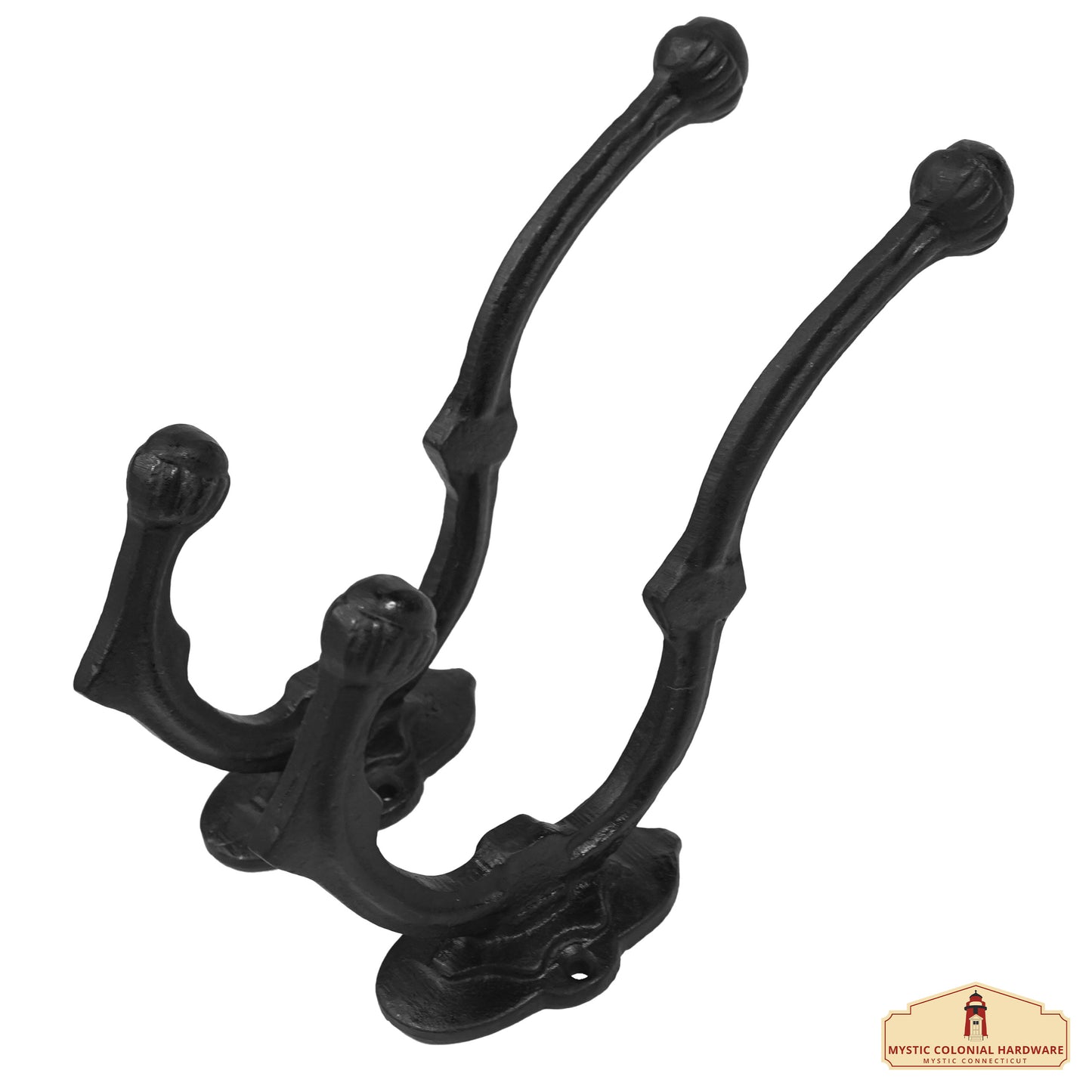 Rustic Cast Iron Wall Hooks Set of 2 : Ideal for Victorian, Colonial, Retro, Steam punk, Gothic, and Baroque Settings (16.5x4) cm