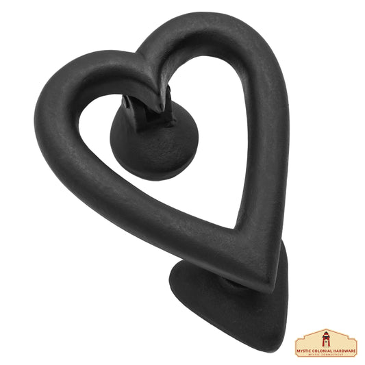 Black Heart Door Knocker for Front Door 4.5 X 4 Inch Solid Forged Iron Victorian Colonial Black