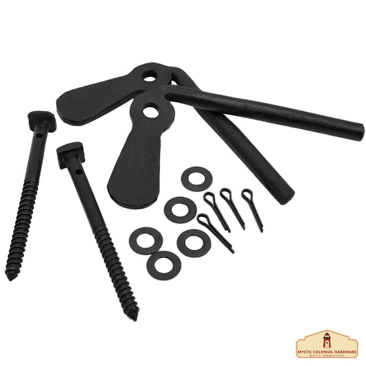 Hand Forged Iron Offset Beacon Hill Shutter TIEBACKS - Set of 2 - Oil Blackened Pair