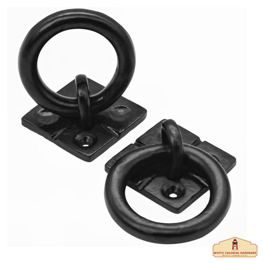 Small Ring Door Knocker - TRUE SOLID FORGED IRON - Blackened Hammered finish - Set of 2 Pcs