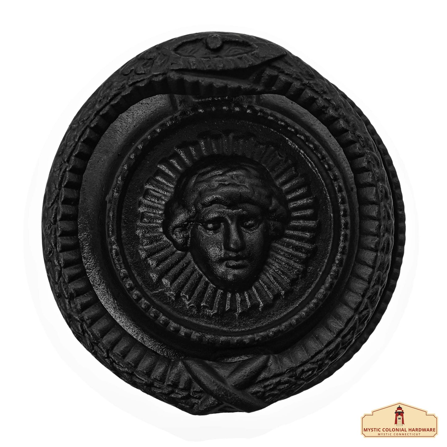 Rustic Cast Iron Medusa Door Knocker: Ideal for Victorian, Colonial, Retro, Steampunk, Gothic, and Baroque Settings, 14 cm