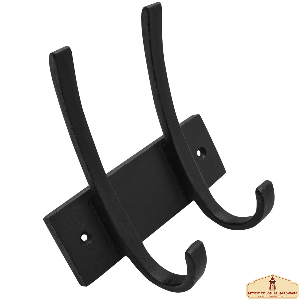 Rustic Forged Iron Wall Hooks, Heavy Duty Retro Utility Hooks for Hanging Coat, Bag, Towel, Robe, Hat and More : Black