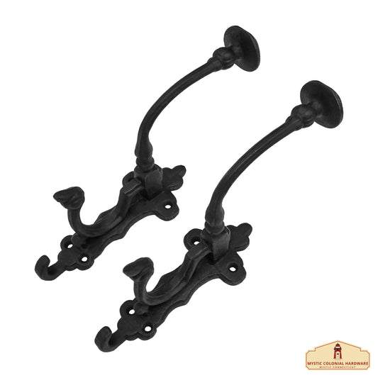 Rustic Cast Iron Wall Hooks Set of 2: Ideal for Victorian, Colonial, Retro, Steampunk, Gothic, and Baroque Settings (19.4x5.3) cm