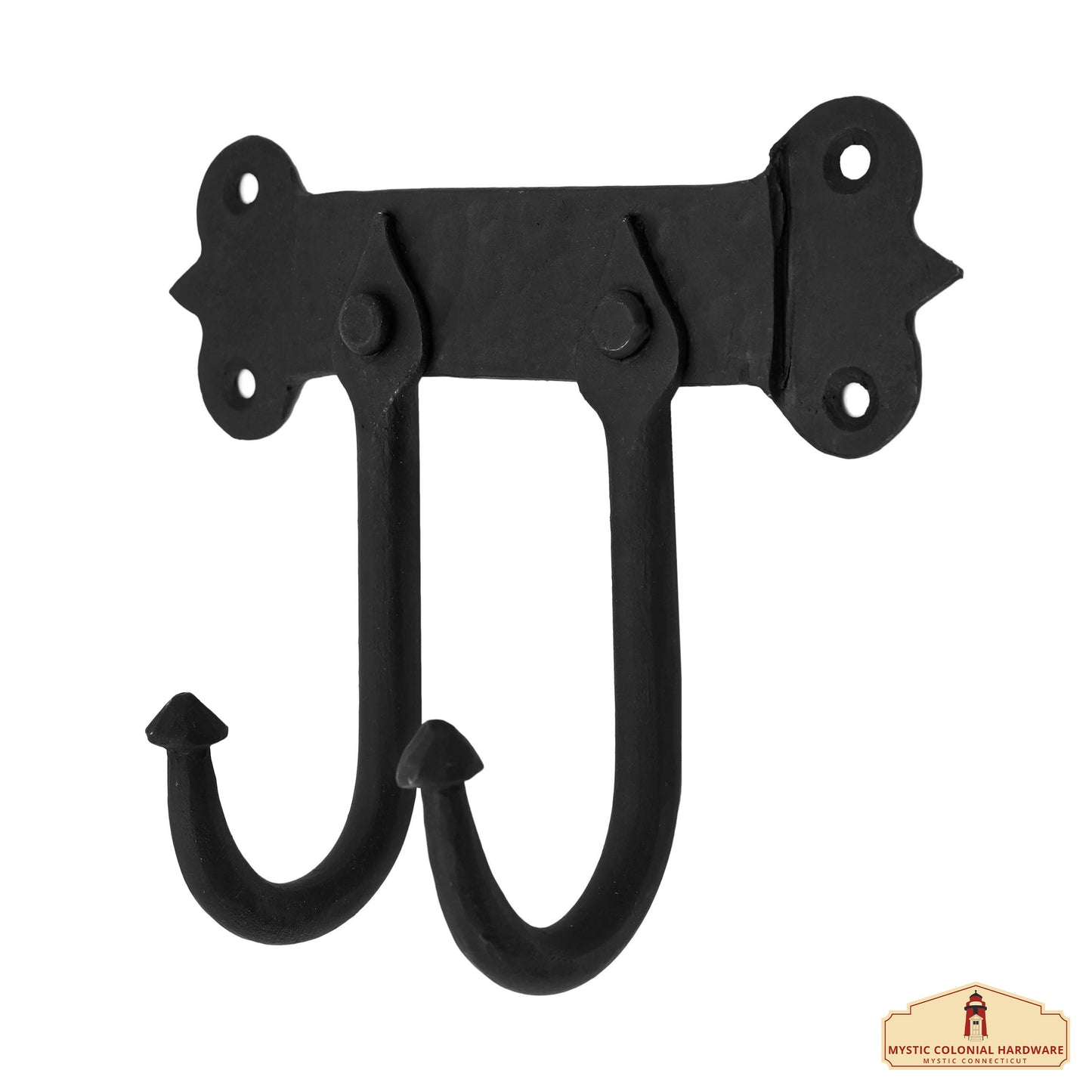 Rustic Cast Iron Wall Hook with Two Hangers: Ideal for Victorian, Colonial, Retro, Steampunk, Gothic, and Baroque Settings (16.6x13.5) cm
