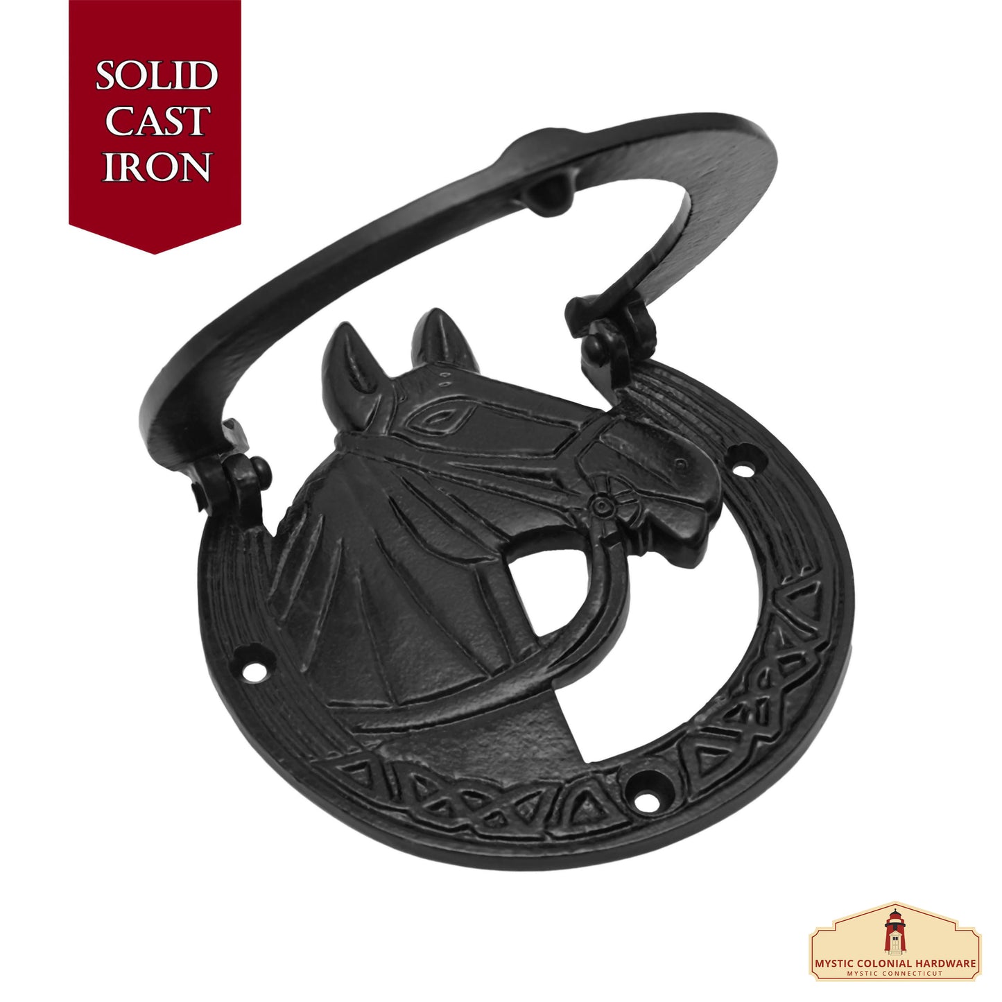 Forged Iron Antique Horse Hammer Door Knocker Finish Oil Blackened