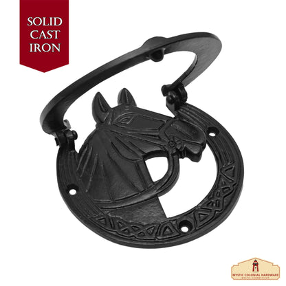 Forged Iron Antique Horse Hammer Door Knocker Finish Oil Blackened