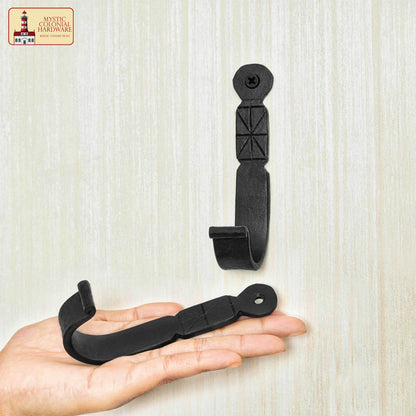 Rustic Forged Iron Wall Hooks, Heavy Duty Retro Utility Hooks for Hanging Coat, Bag, Towel, Robe, Hat and More, Finish : Oil Blackened