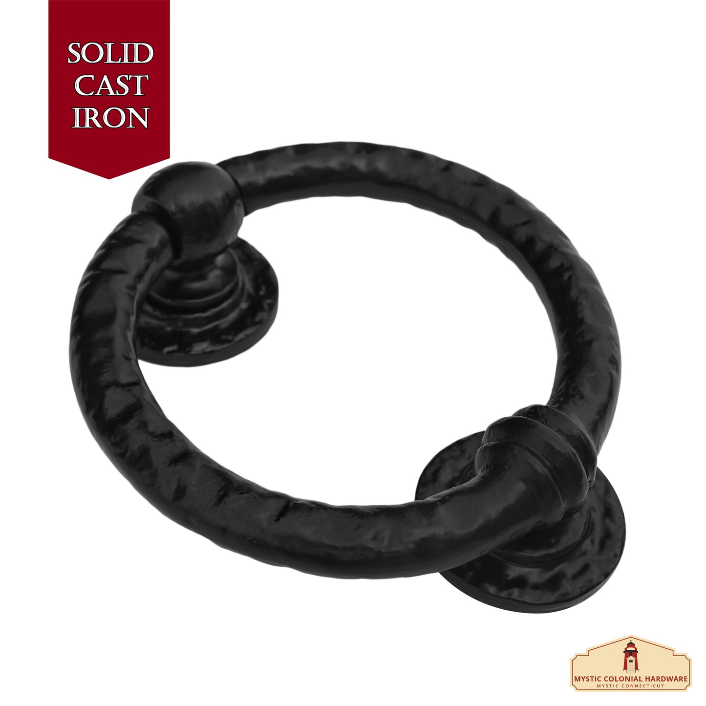 Large Forged Iron Ring Front Door Knocker Artisan Made Antique Knocker