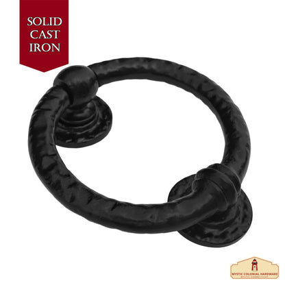 Large Forged Iron Ring Front Door Knocker Artisan Made Antique Knocker