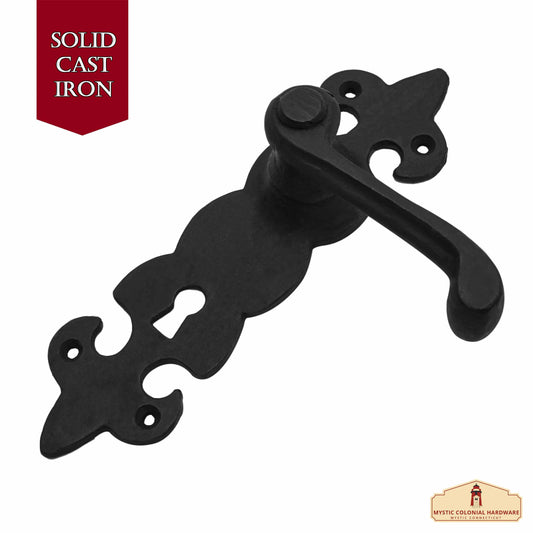 Rustic Cast Iron Door Latch Set of 2: Ideal for Victorian, Colonial, Retro, Steampunk, Gothic, Baroque, and Medieval Settings, (19.5x11.8) cm