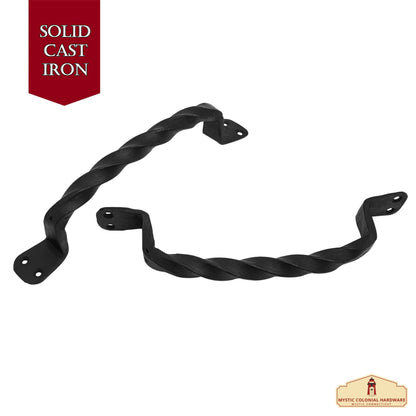 Rustic Twisted Door Handles Set of 2 Hand Forged Iron Door Pulls : Ideal for Gate, Shed Door, Window, Fence, Garage, 23cm