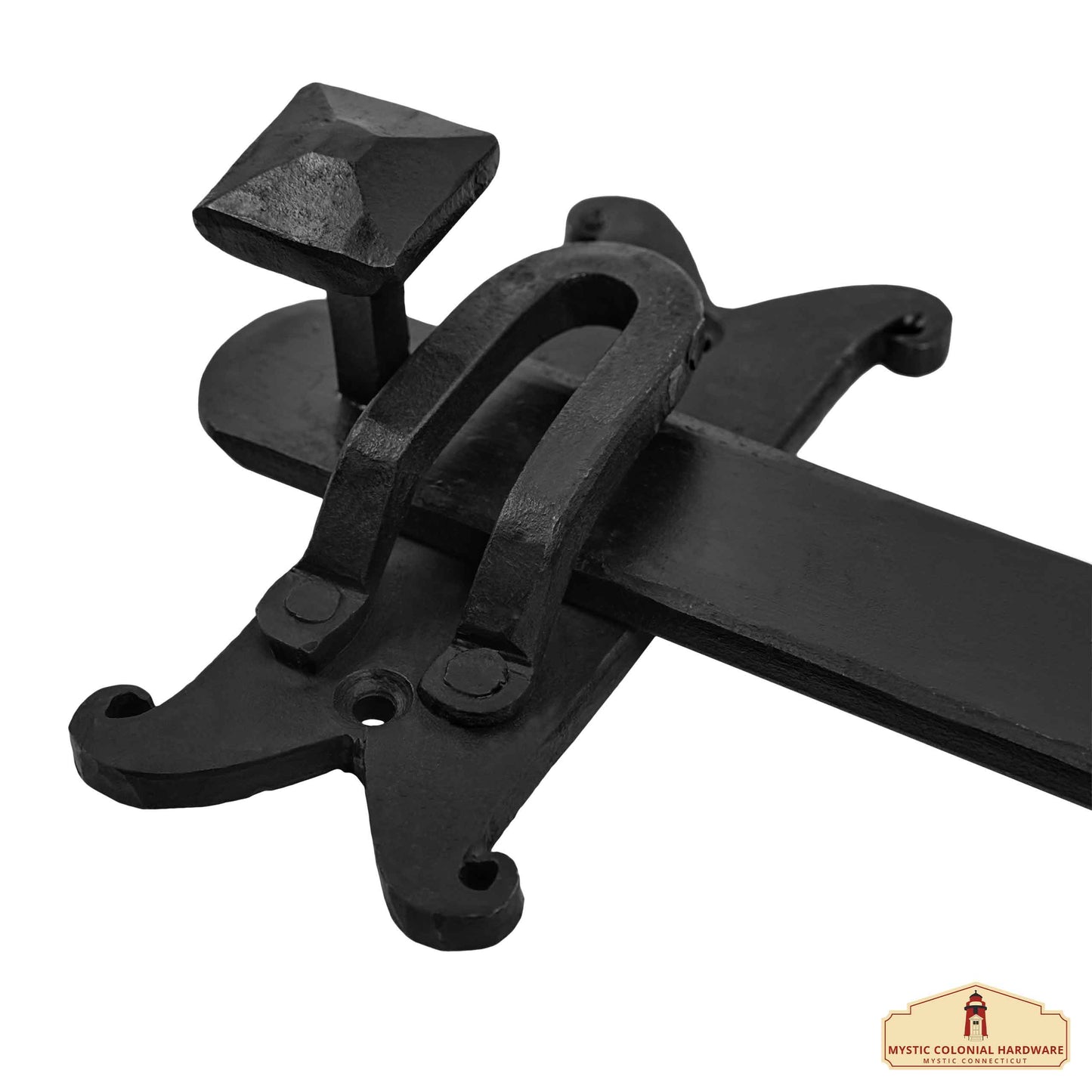 Length: 10 3/4" Iron Gate Latch Black Flip Latches, Heavy Duty Forged Iron Drop Latch, for Old Farm Barn Shed Cabinet Shutter Antique Privacy Door Hardware Replacement