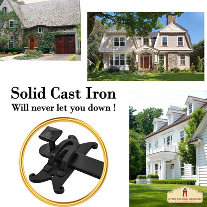 Length: 10 3/4" Iron Gate Latch Black Flip Latches, Heavy Duty Forged Iron Drop Latch, for Old Farm Barn Shed Cabinet Shutter Antique Privacy Door Hardware Replacement