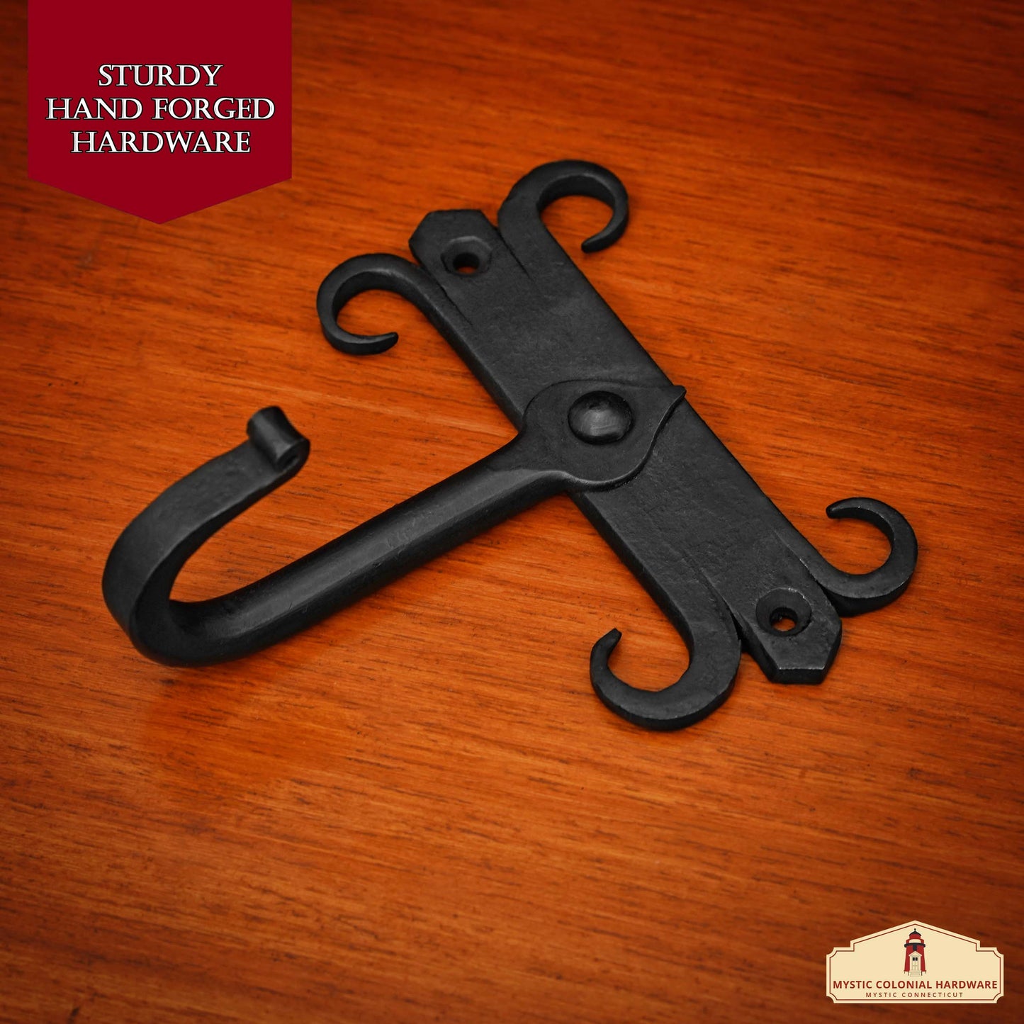 Rustic Hand Forged Iron Wall Hooks Set of 2: Ideal for Victorian, Colonial, Retro, Steampunk, Gothic, and Baroque Settings (11x12) cm