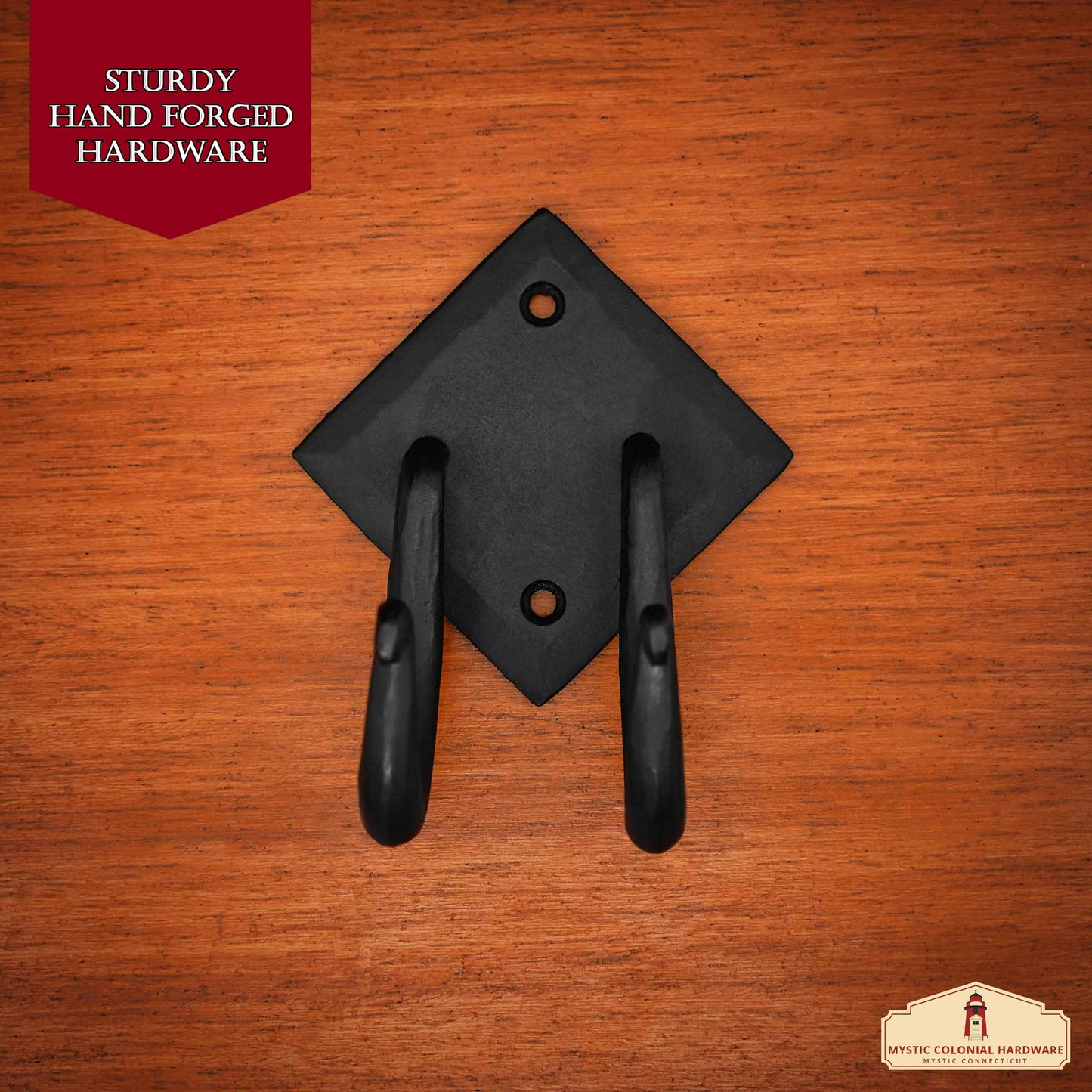 Rustic Hand Forged Iron Wall Hook with Two Hangers: Ideal for Victorian, Colonial, Retro, Steampunk, Gothic, and Baroque Settings 8.8 cm